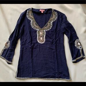 Lilly Pulitzer Sequin & Embroidered Top